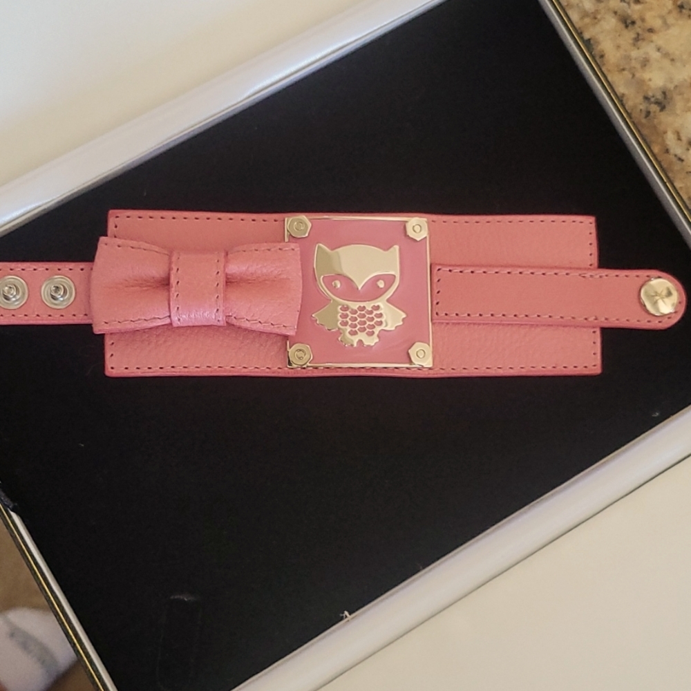 Red Valentino leather owl cuff bracelet